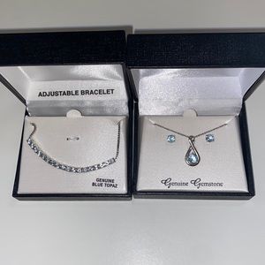 Genuine Blue Topaz Necklace, Earring & Bracelet